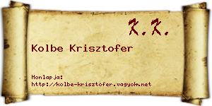 Kolbe Krisztofer névjegykártya